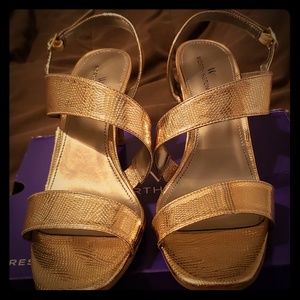 Worthington Gold High Heels, leather like material